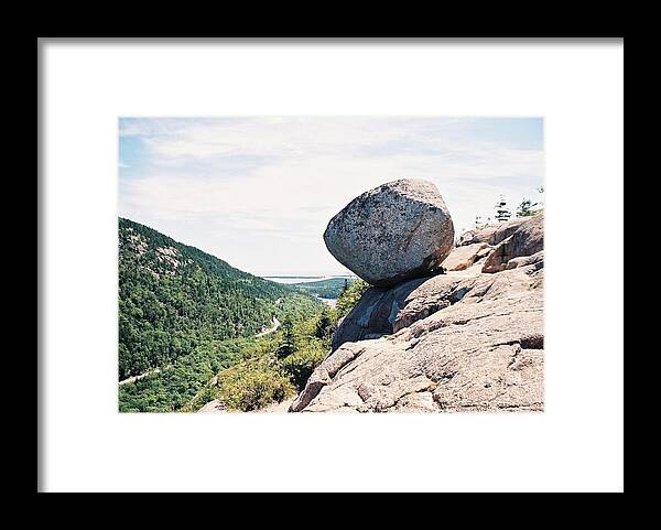 Bubble Rock Framed Print featuring the photograph Bubble Rock Acadia National Park Maine by Debbie Lloyd