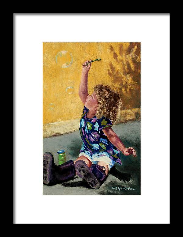 Portrait Framed Print featuring the painting Bubbles and Boots by Lisa Pope