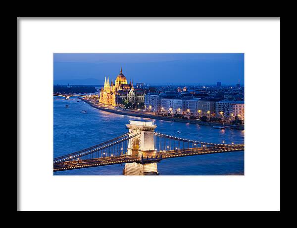 Budapest Framed Print featuring the photograph Budapest Cityscape at Night by Artur Bogacki