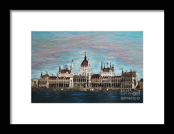 Budapest Framed Print featuring the painting Budapest Parliament by Jasna Gopic by Jasna Gopic