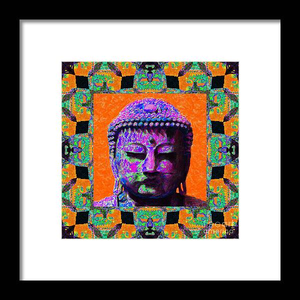 Wingsdomain Framed Print featuring the photograph Buddha Abstract Window 20130130p85 by Wingsdomain Art and Photography