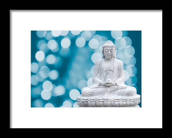 Asia Framed Print featuring the photograph Buddha Enlightenment Blue by Hannes Cmarits