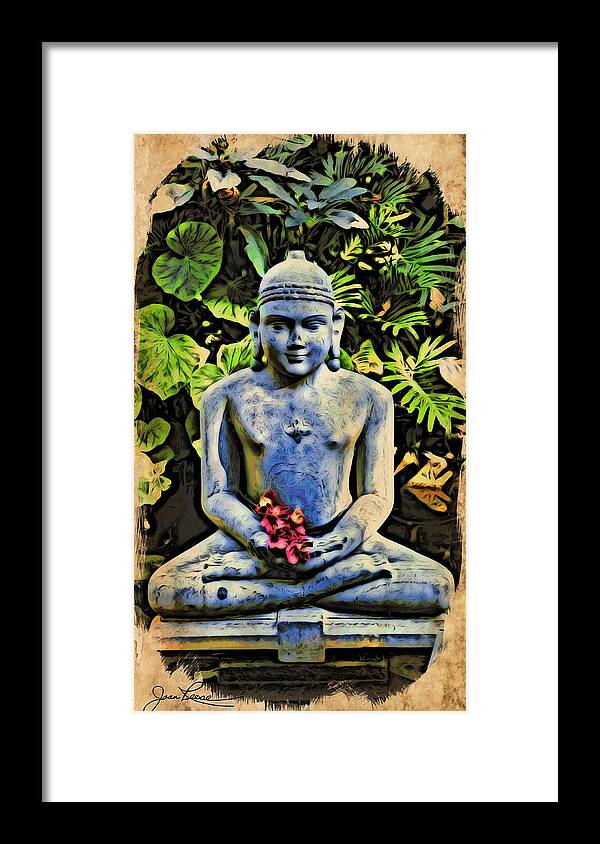 Buddha Framed Print featuring the painting Buddha in Garden by Joan Reese
