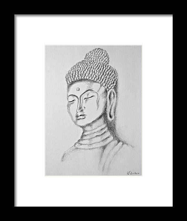 Buddha Framed Print featuring the drawing Buddha Study by Victoria Lakes