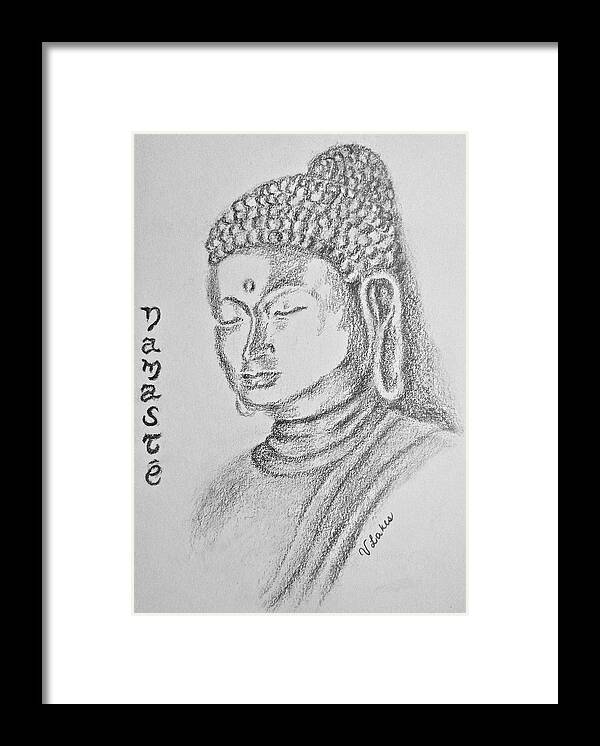 Buddha Framed Print featuring the drawing Buddha by Victoria Lakes