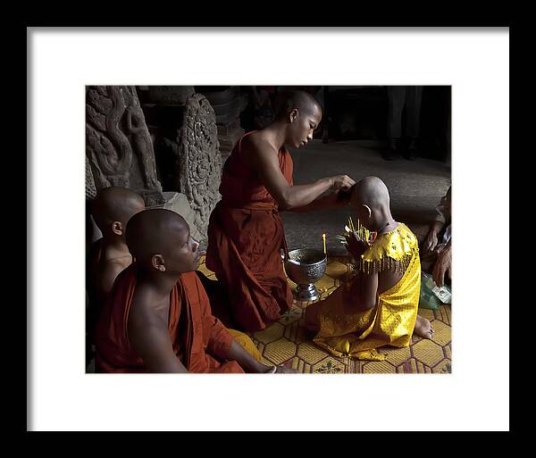 Buddhist-initiation-ceremony Framed Print featuring the photograph Buddhist Initiation Photograph By Jo Ann Tomaselli by Jo Ann Tomaselli