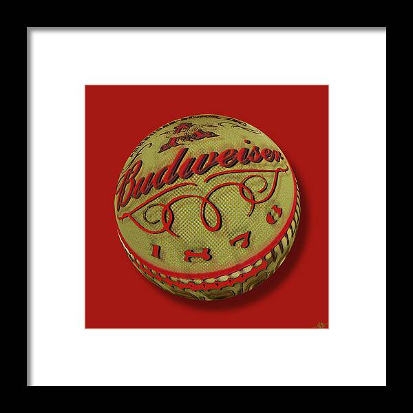 Budweiser Framed Print featuring the painting Budweiser Cap Orb by Tony Rubino
