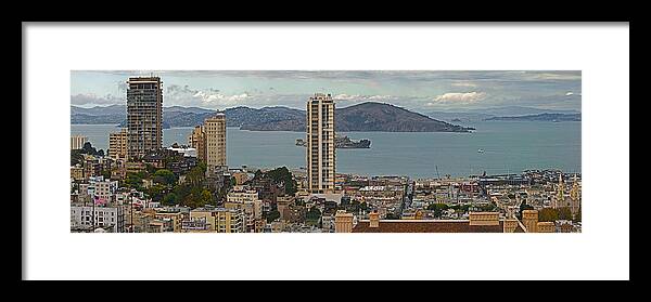 Photography Framed Print featuring the photograph Buildings In A City With Alcatraz by Panoramic Images