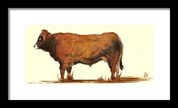 Bull Framed Print featuring the painting Bull by Juan Bosco