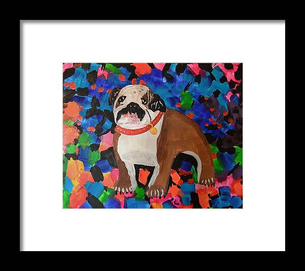 Bulldog Framed Print featuring the painting Bulldog Abstract by Ryan Griswold