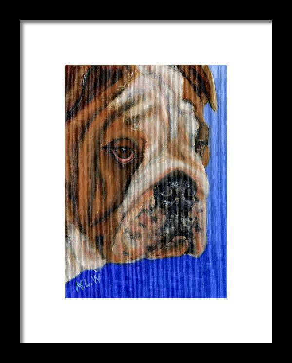 Bulldog Framed Print featuring the painting Beautiful Bulldog Oil Painting by Michelle Wrighton