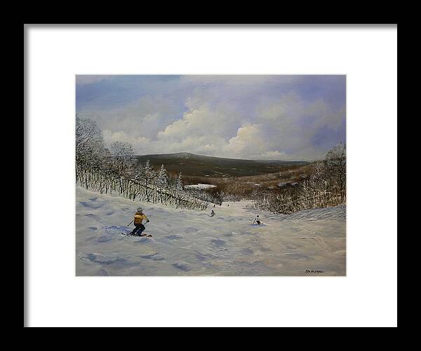 Ski Framed Print featuring the painting Bump Run by Ken Ahlering