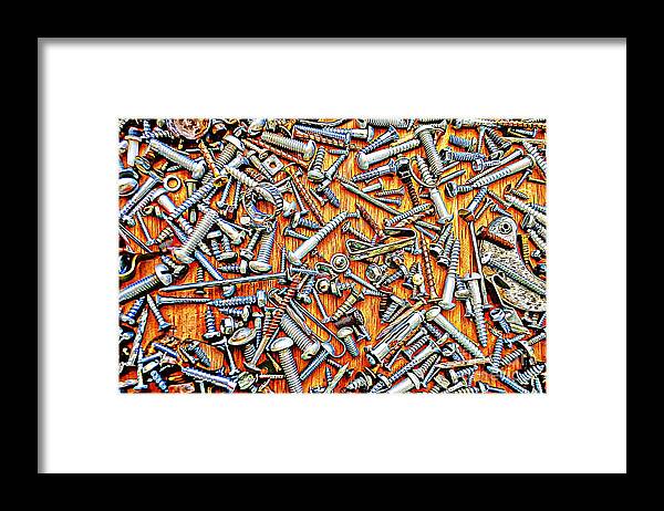 Metal Framed Print featuring the photograph Bunch of Screws 1- Digital Effect by Debbie Portwood