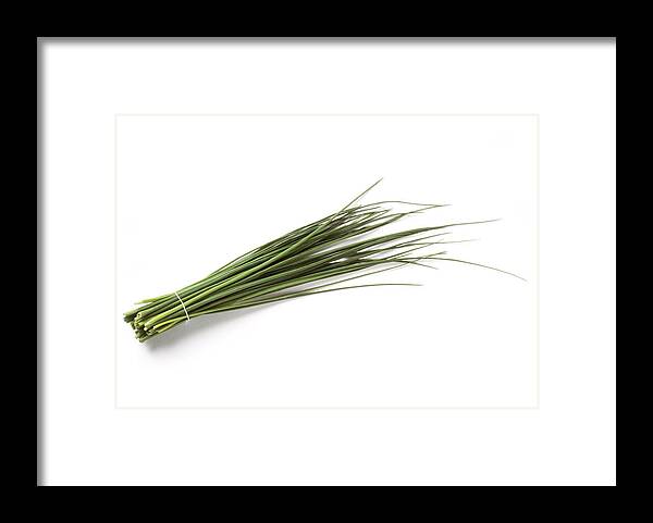 White Background Framed Print featuring the photograph Bundle of chives, full length by Isabelle Rozenbaum