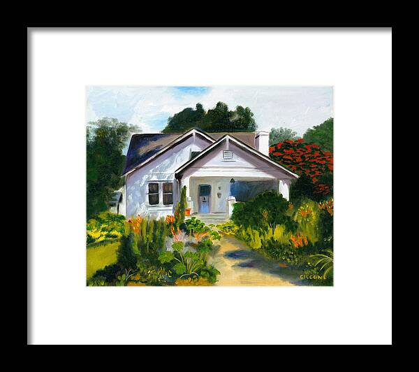 Bungalow Framed Print featuring the painting Bungalow in Sunlight by Jill Ciccone Pike