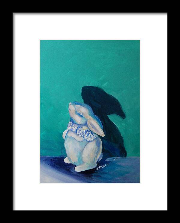 Bunny Framed Print featuring the painting Bunny Hop by Donna Pierce-Clark