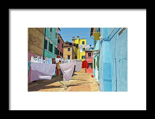 Pole Framed Print featuring the photograph Burano - Laundry Day by Anda Stavri Photography