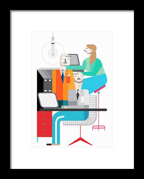 Access Framed Print featuring the photograph Business People At Computers In Office by Ikon Ikon Images
