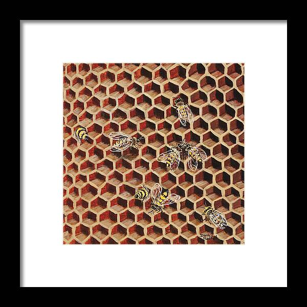 Bee Framed Print featuring the painting Busy Bee 3 by Darice Machel McGuire