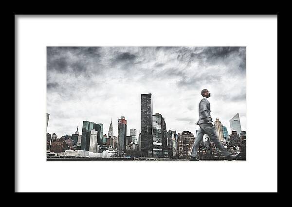 Expertise Framed Print featuring the photograph Busy Business Walking Fast On New York by Franckreporter