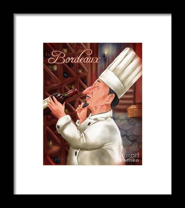 Waiter Framed Print featuring the mixed media Busy Chef with Bordeaux by Shari Warren