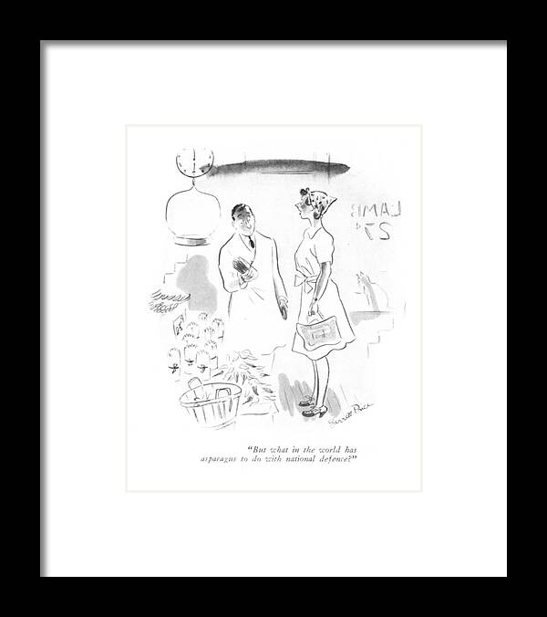 111243 Gpi Garrett Price Framed Print featuring the drawing Asparagus and National Defense by Garrett Price