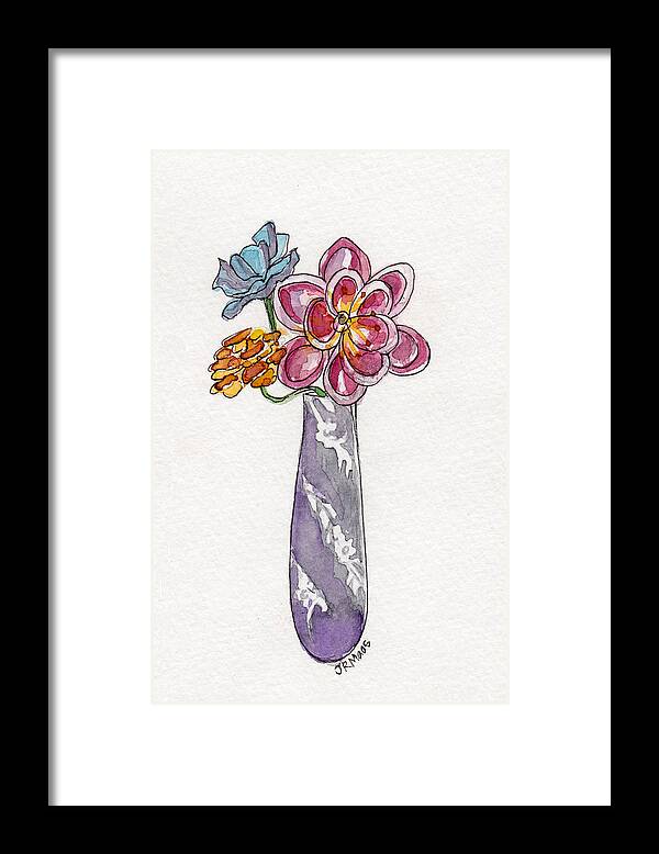 Butter Knife Framed Print featuring the painting Butter Knife Vase with Flowers by Julie Maas