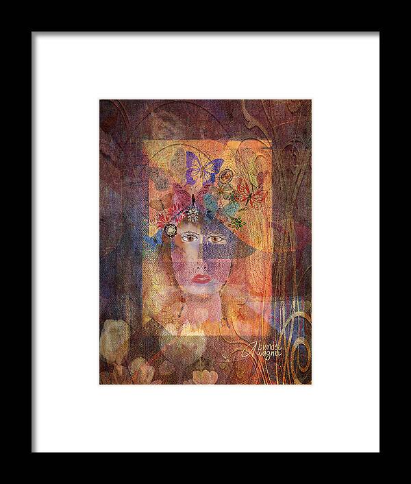 Woman Framed Print featuring the digital art Butterflies In Her Hair by Arline Wagner