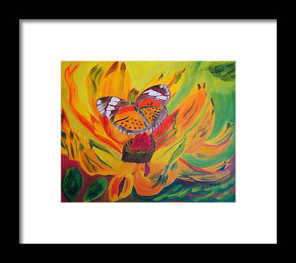 Butterfly Framed Print featuring the painting Butterfly Jungle by Meryl Goudey