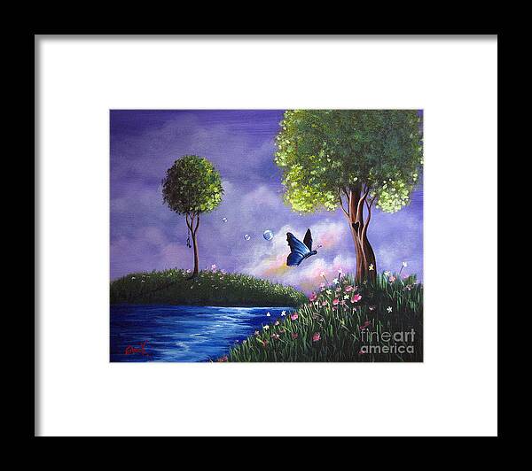 Butterfly Framed Print featuring the painting Butterfly Lake by Shawna Erback by Moonlight Art Parlour