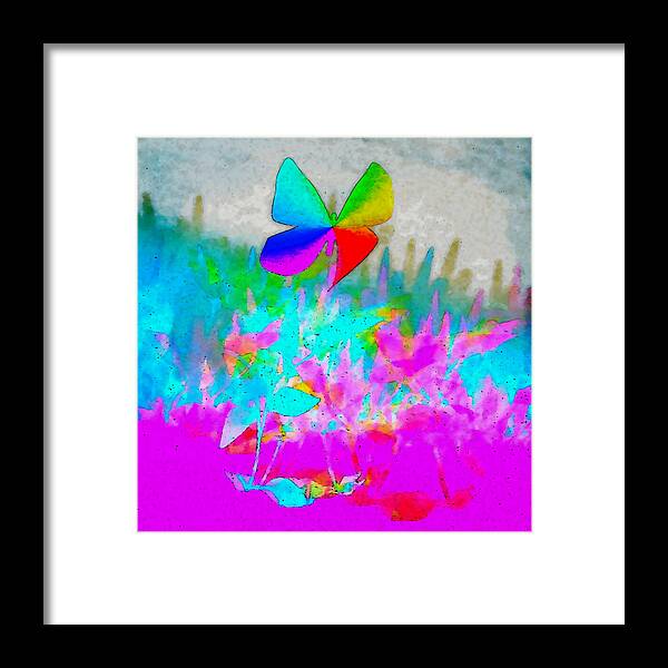 Butterfly Framed Print featuring the digital art Butterfly Landing by Frank Bright