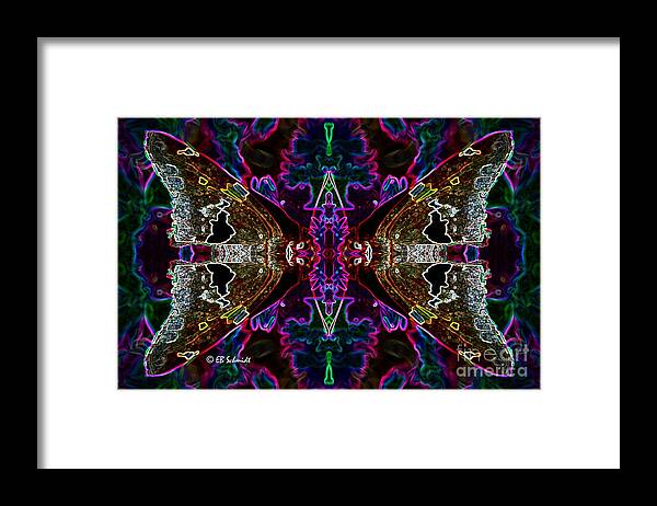 Butterfly Garden Framed Print featuring the digital art Butterfly Reflections 08 - Silver Spotted Skipper Reflections by E B Schmidt