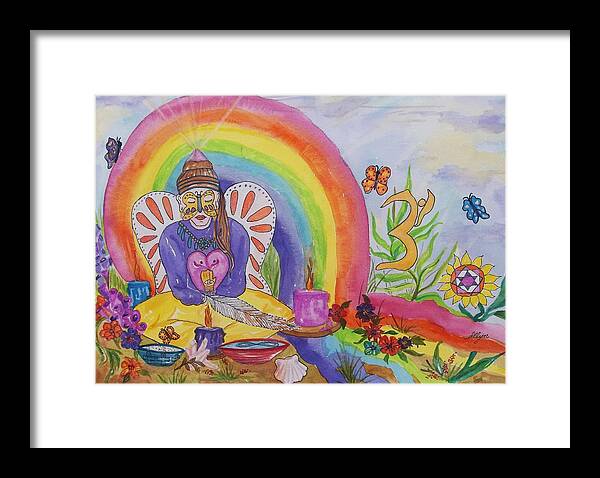 Spiritual Framed Print featuring the painting Butterfly Woman Healer I Am by Ellen Levinson