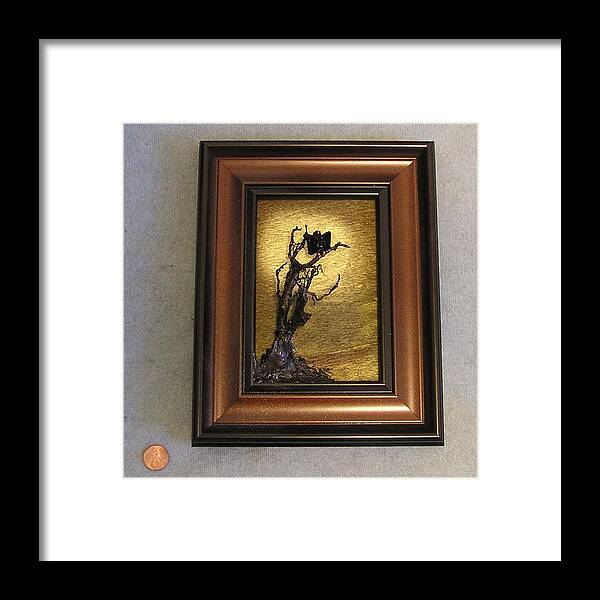 Vulture Framed Print featuring the mixed media Buzzard with Gold Sun by Roger Swezey