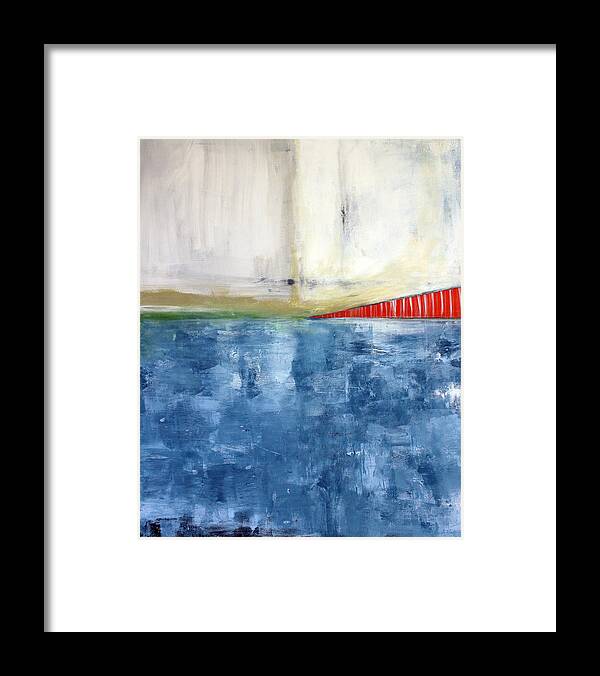 Golden Gate Bridge Framed Print featuring the mixed media By The Bay- Abstract Art by Linda Woods
