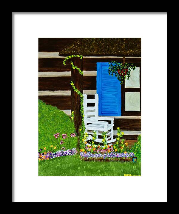 Wooden Cabin Painting Framed Print featuring the painting Cabin Fever by Celeste Manning