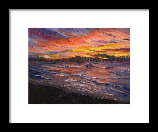 Sunset Framed Print featuring the painting Cabo San Lucas by Mary Beglau Wykes