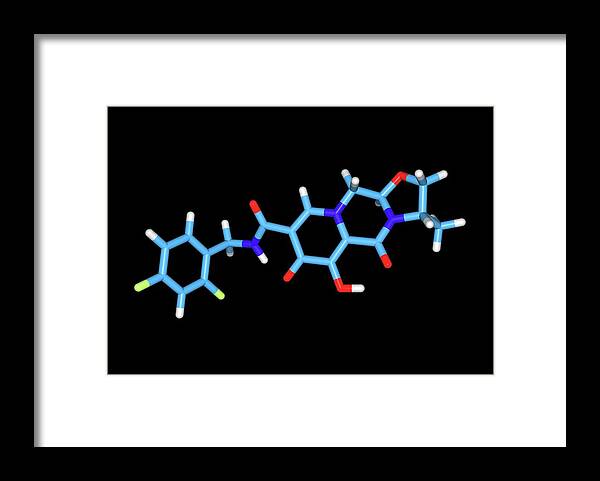 Acquired Immune Deficiency Syndrome Framed Print featuring the photograph Cabotegravir Hiv Drug Molecule by Dr Tim Evans