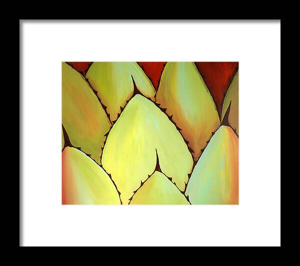 Southwestern Framed Print featuring the painting Cactus Close Up by Karyn Robinson