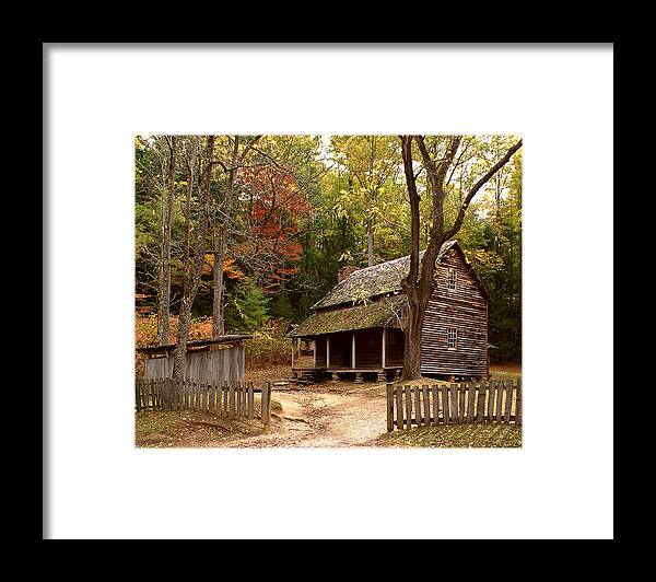 Cabin Framed Print featuring the photograph Cades Cove Mountain Home by TnBackroadsPhotos 