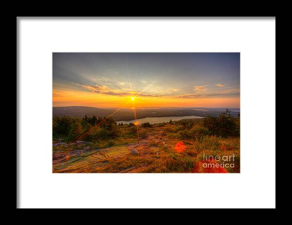Maine Framed Print featuring the photograph Cadillac Mountain Sunset Acadia National Park Bar Harbor Maine by Wayne Moran