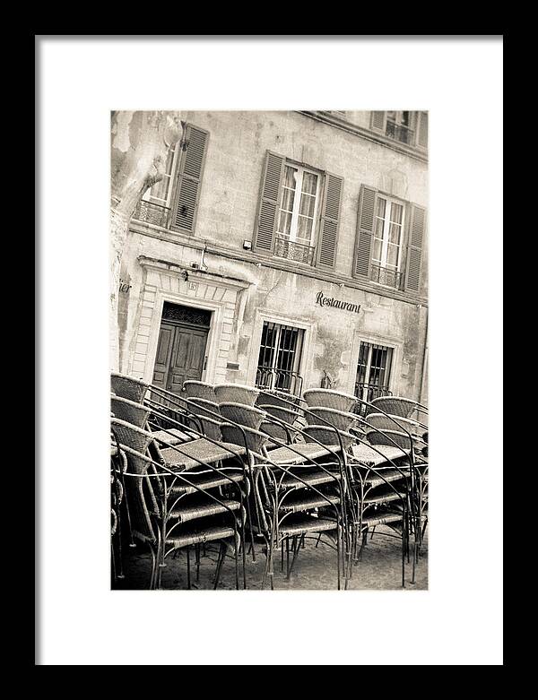France Framed Print featuring the photograph Cafe Chairs by Matthew Pace