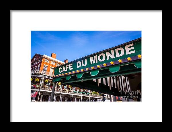 America Framed Print featuring the photograph Cafe Du Monde Picture in New Orleans Louisiana by Paul Velgos
