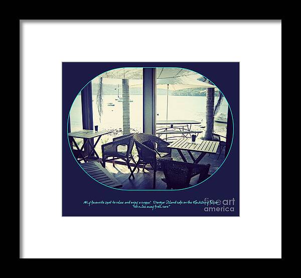 Cafe Framed Print featuring the mixed media Cafe on the river by Leanne Seymour