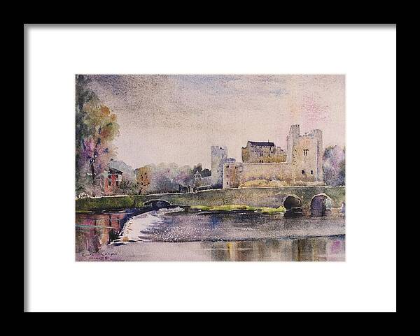 Keith Thompson Framed Print featuring the painting Cahir Castle Weir County Tipperary by Keith Thompson