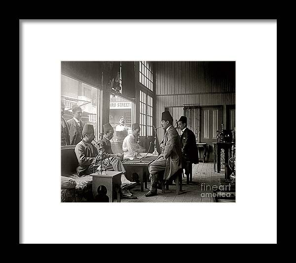 Cairo Cafe Framed Print featuring the photograph Cairo St. Cafe 1894 by Martin Konopacki Restoration