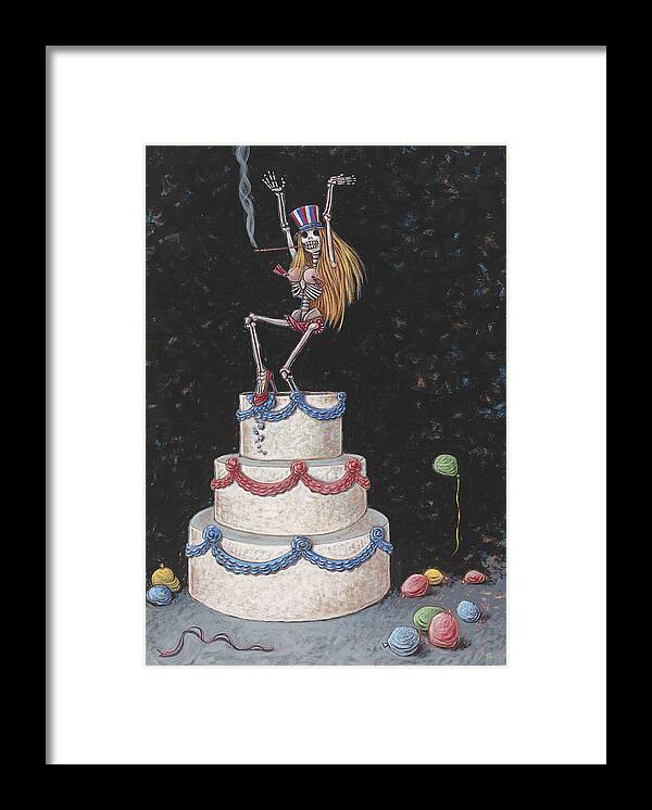 Skeleton Framed Print featuring the painting Cake by Holly Wood