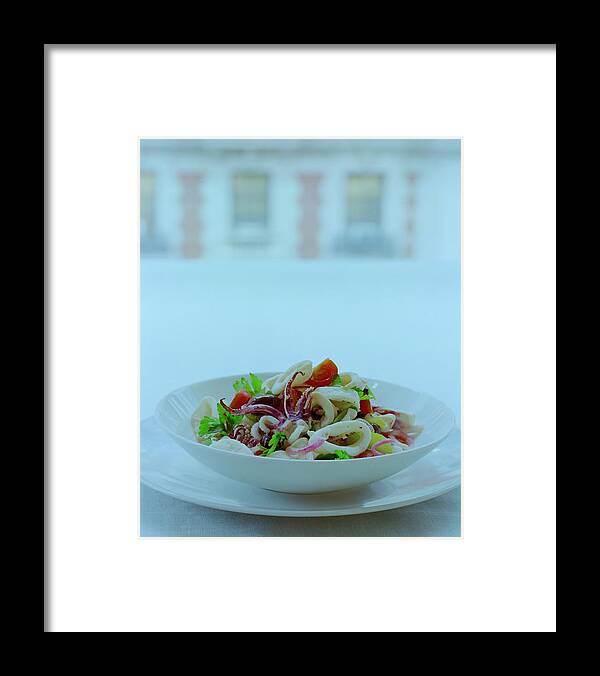 Studio Shot Framed Print featuring the photograph Calamari Salad by Romulo Yanes