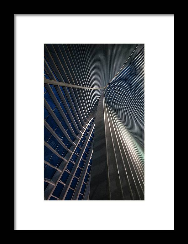 Architecture Framed Print featuring the photograph Calatrava Lines At The Blue Hour by Jef Van Den