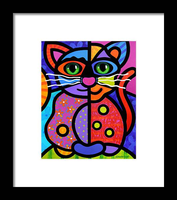 Cat Framed Print featuring the painting Calico Cat by Steven Scott